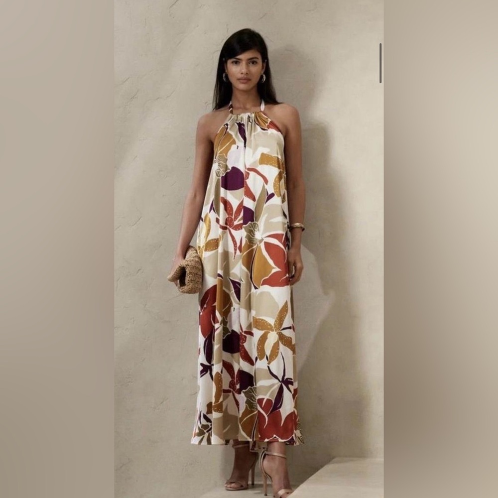 Banana Republic Tie-Neck Floral Maxi